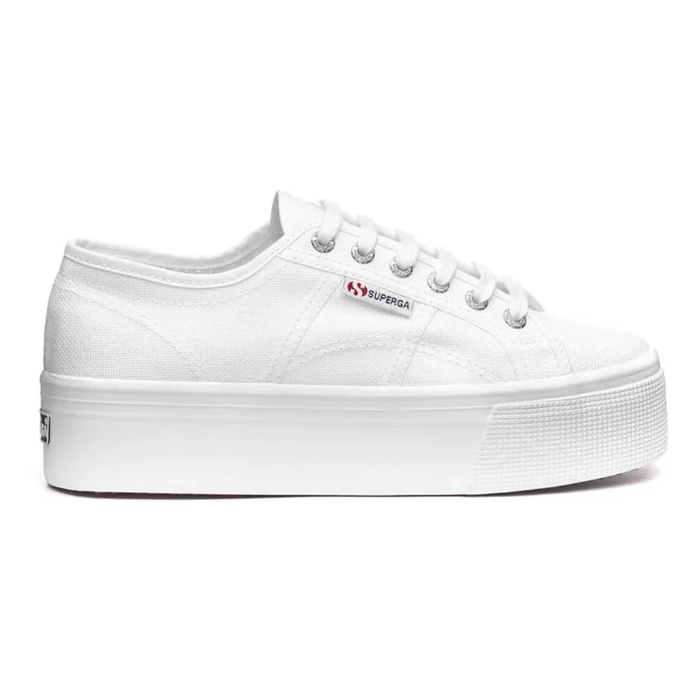 Superga White Platform Canvas Sneakers